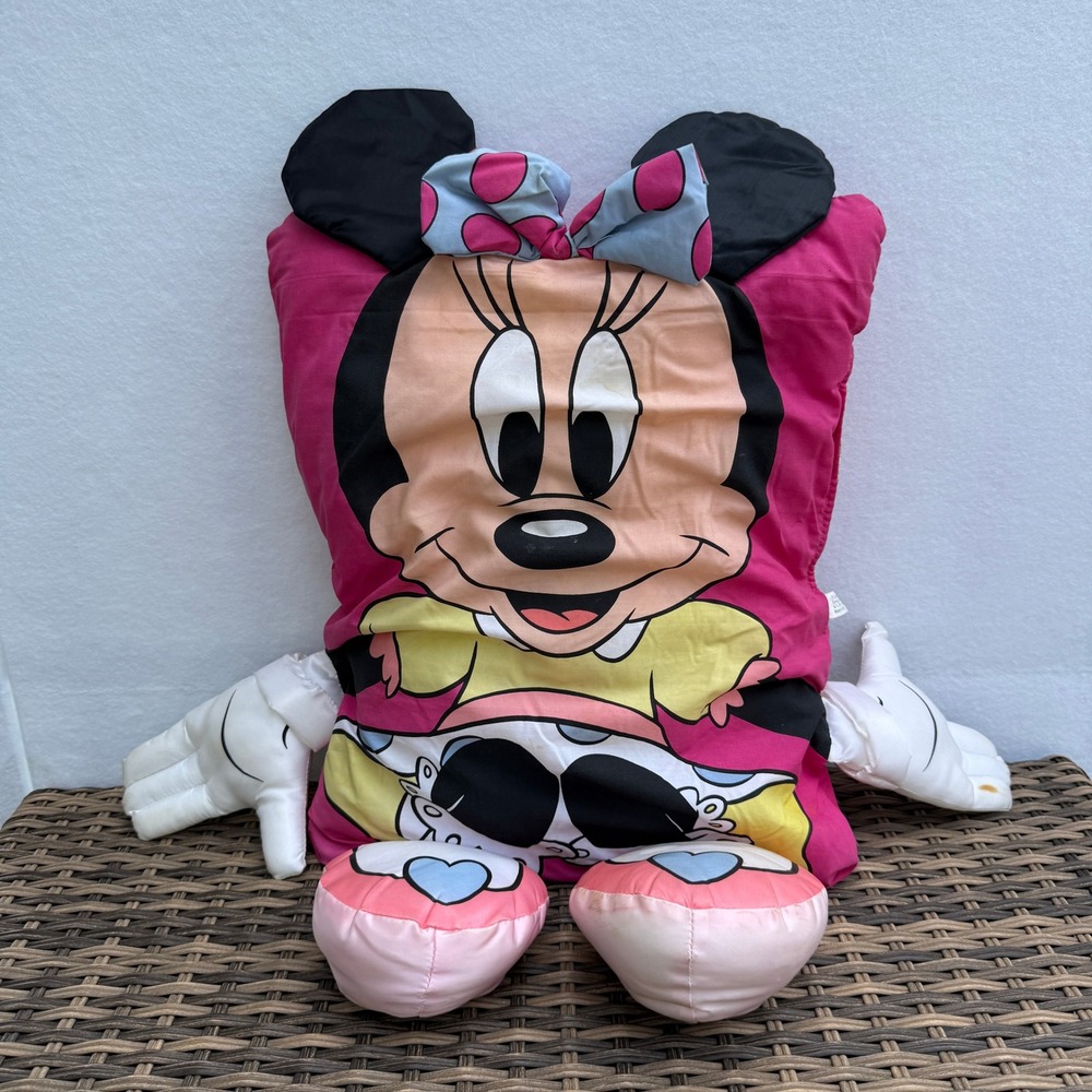 Vintage Disney Minnie Mouse Pillow Stars Plush Character Cushion 26" Springs